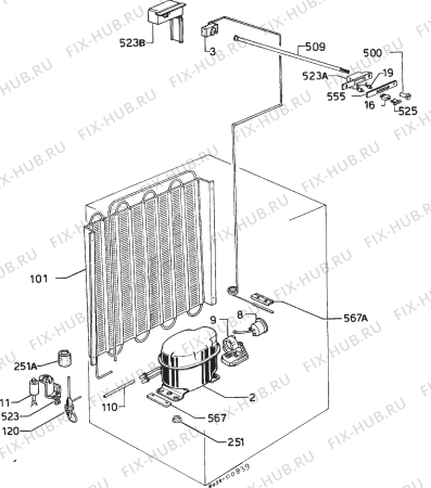 Взрыв-схема холодильника Zanussi ZVC130S - Схема узла Cooling system 017