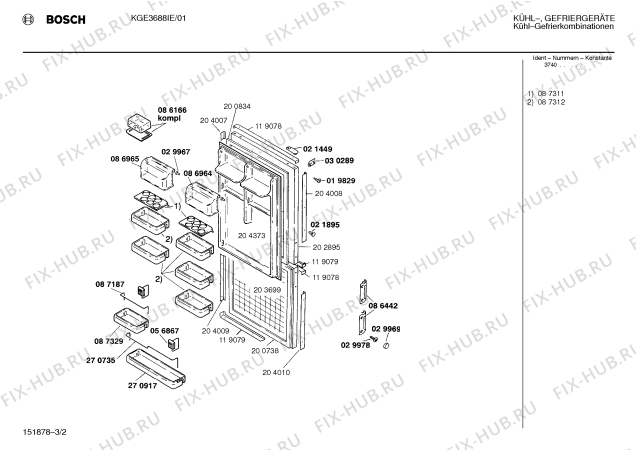 Взрыв-схема холодильника Bosch KGE3688IE - Схема узла 02
