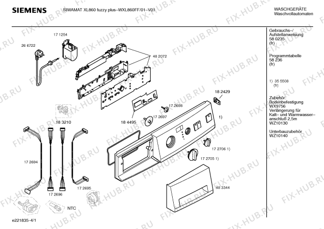 Схема №3 WXL860FF SIWAMAT XL 860  fuzzy plus с изображением Инструкция по установке и эксплуатации для стиральной машины Siemens 00580235