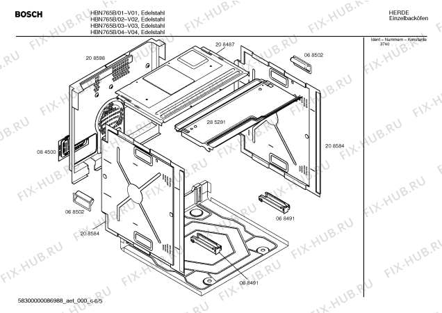 Схема №5 HBN765B с изображением Инструкция по эксплуатации для электропечи Bosch 00522319