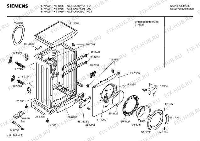 Схема №3 WXS1065OE SIWAMAT XS1065 с изображением Таблица программ для стиральной машины Siemens 00584232