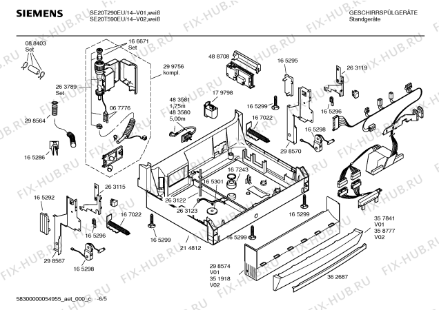 Взрыв-схема посудомоечной машины Siemens SE20T290EU - Схема узла 05