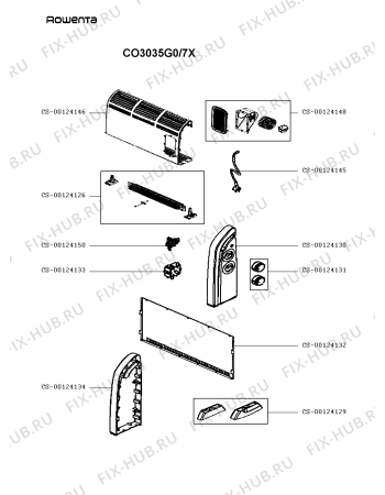 Схема №1 CO3035G0/7X с изображением Часть корпуса для обогревателя (вентилятора) Rowenta CS-00124146