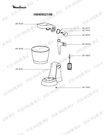 Взрыв-схема блендера (миксера) Moulinex HM400021/96 - Схема узла 0P003427.2P2