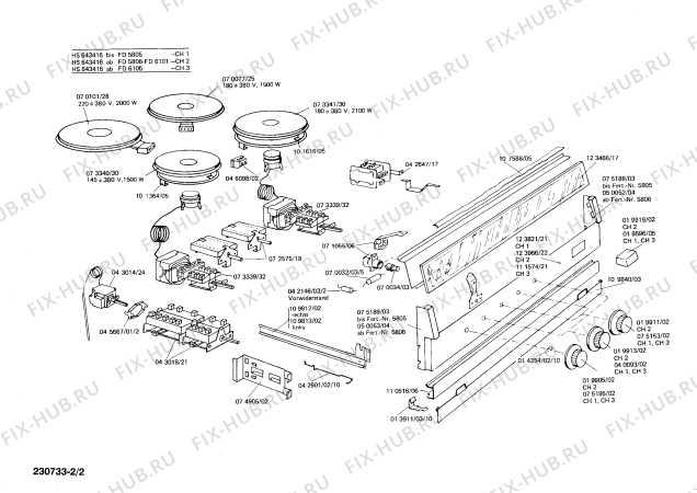 Схема №2 HS643416 с изображением Переключатель для плиты (духовки) Siemens 00019911