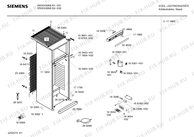 Схема №3 KS35V20NE с изображением Часть корпуса для холодильника Bosch 00165562