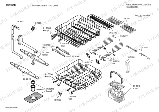 Взрыв-схема посудомоечной машины Bosch SGS43A22GB electronic management - Схема узла 06
