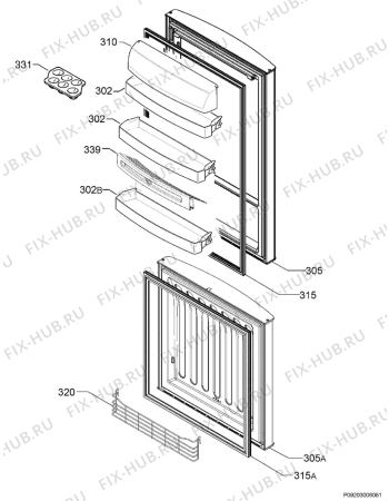 Взрыв-схема холодильника Rex Electrolux RNB44396A - Схема узла Door 003