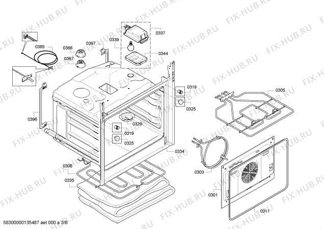 Взрыв-схема плиты (духовки) Bosch HEA63A250 - Схема узла 03