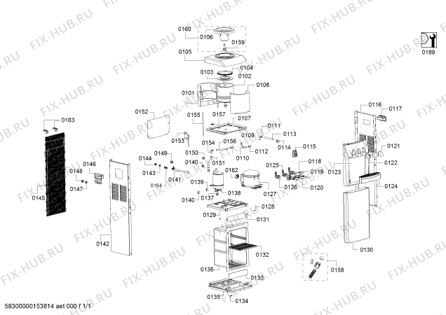 Схема №1 RDW1370 с изображением Панель для диспенсера воды Bosch 00648955