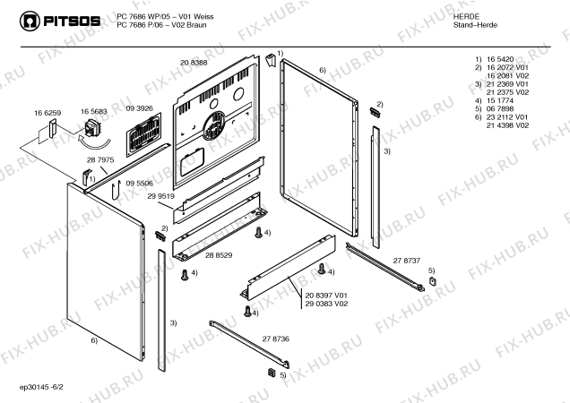 Схема №6 PC7686WP с изображением Ручка конфорки для электропечи Bosch 00169278