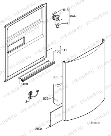 Взрыв-схема посудомоечной машины Aeg Electrolux F80870US - Схема узла Door 003