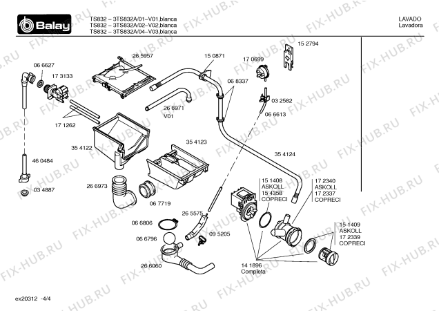 Схема №3 3TS832A TS832 с изображением Панель управления для стиралки Bosch 00356195