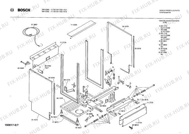 Схема №8 0730301006 SMI6310 с изображением Рамка для посудомоечной машины Bosch 00082895