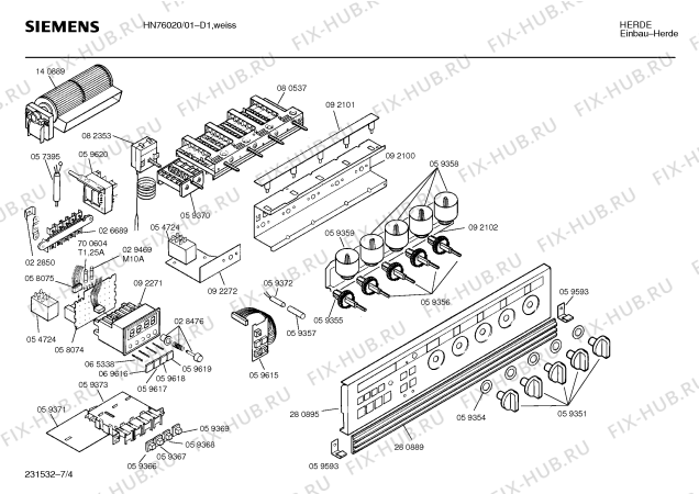Схема №7 HR77020 с изображением Панель для духового шкафа Siemens 00280895