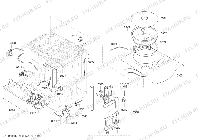 Взрыв-схема кофеварки (кофемашины) Bosch TES71555DE VeroBar AromaPro 300 - Схема узла 03