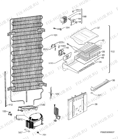 Взрыв-схема холодильника Rex Electrolux RN3451ADX - Схема узла Cooling system 017