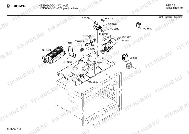 Взрыв-схема плиты (духовки) Bosch HBN566ACC - Схема узла 02