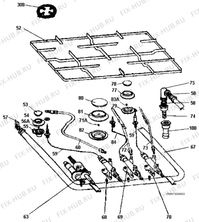 Взрыв-схема плиты (духовки) Zanussi ZC450GS - Схема узла Section 5