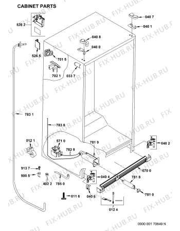 Схема №10 MSZ 826 DF/HA 57219 с изображением Часть корпуса для холодильника Whirlpool 480132100578