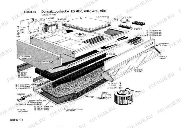 Схема №1 ED4009 с изображением Угольный фильтр для электровытяжки Siemens 00452101