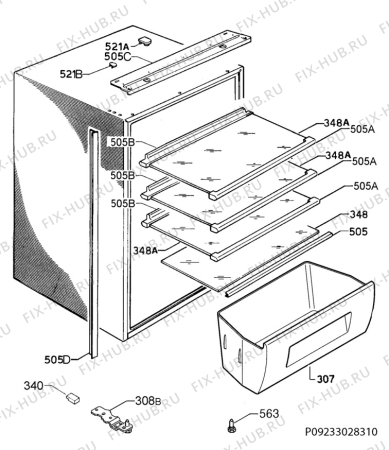 Взрыв-схема холодильника Zanker KBA15001SB - Схема узла Housing 001