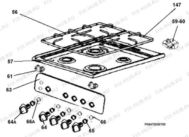 Взрыв-схема плиты (духовки) Electrolux EKG500106W - Схема узла Section 4