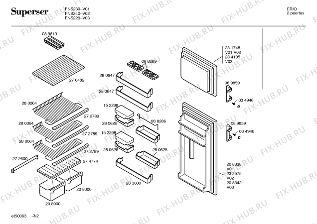 Схема №3 FNS220 с изображением Дверь для холодильной камеры Bosch 00284195
