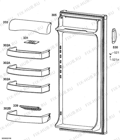 Взрыв-схема холодильника Aeg Electrolux S64240KA - Схема узла Door 003