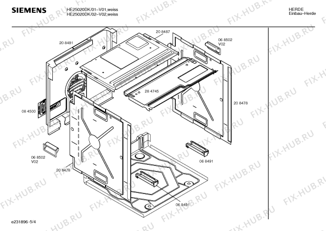 Взрыв-схема плиты (духовки) Siemens HE25020DK - Схема узла 04