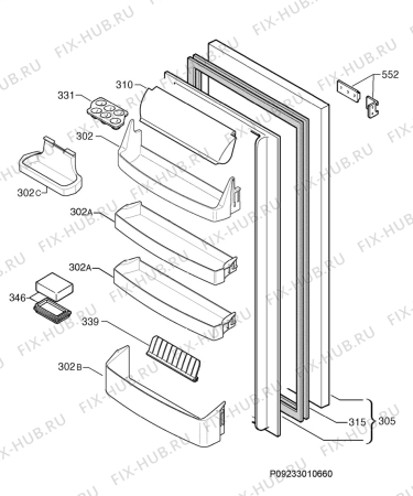 Взрыв-схема холодильника Electrolux ERN3420 - Схема узла Door 003