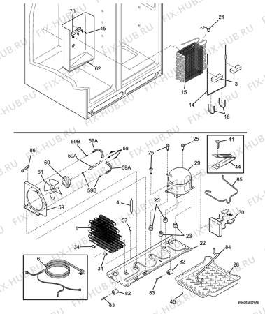 Взрыв-схема холодильника Electrolux ERL6296W2 - Схема узла Cooling system 017