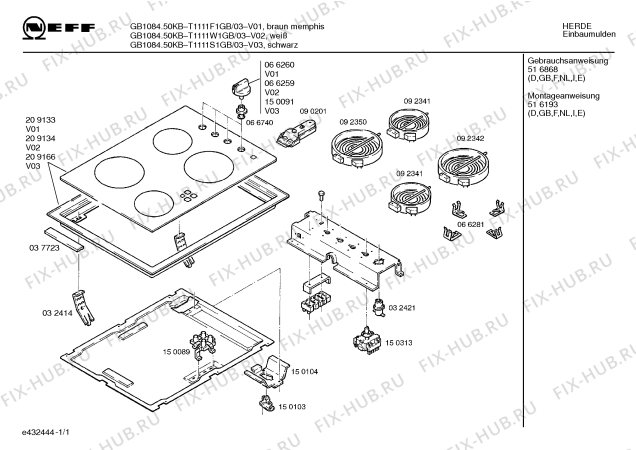 Схема №1 T1111S1GB GB-1084.50KB с изображением Стеклокерамика для плиты (духовки) Bosch 00209166