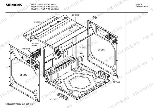 Взрыв-схема плиты (духовки) Siemens HB55155FN - Схема узла 05