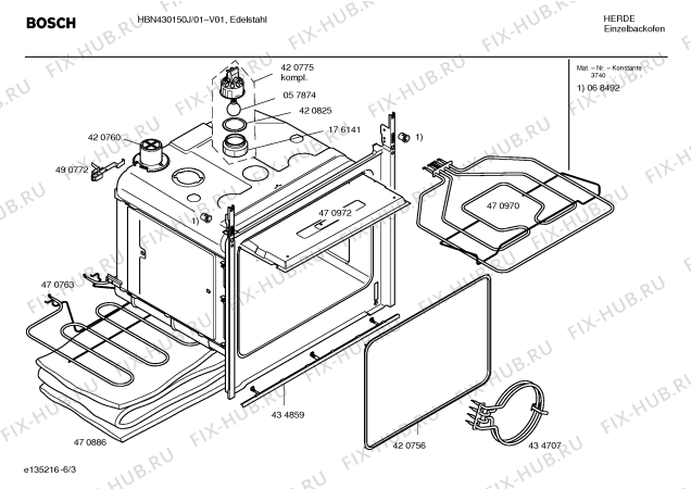 Схема №5 HBN430150J с изображением Панель управления для духового шкафа Bosch 00436769