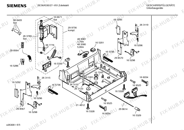Взрыв-схема посудомоечной машины Siemens SE56A530 - Схема узла 05