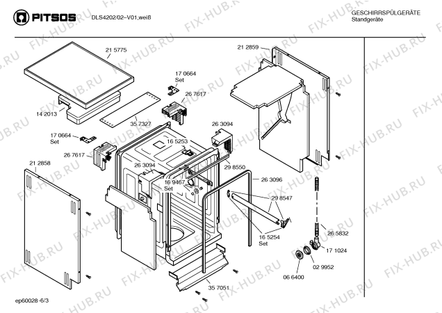 Взрыв-схема посудомоечной машины Pitsos DLS4202 - Схема узла 03