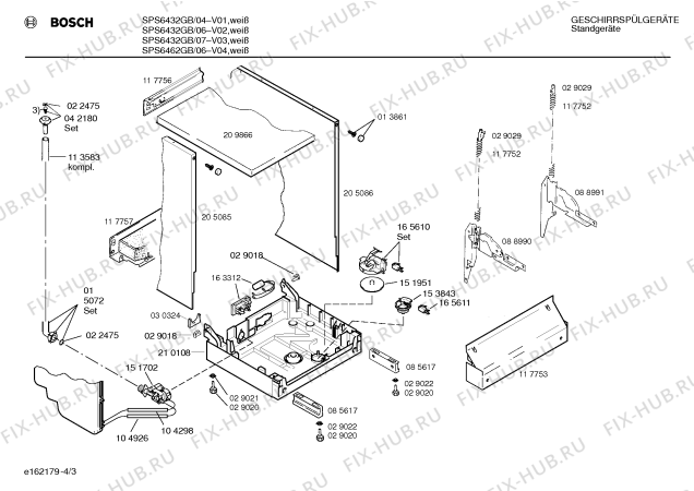 Взрыв-схема посудомоечной машины Bosch SPS6462GB - Схема узла 03