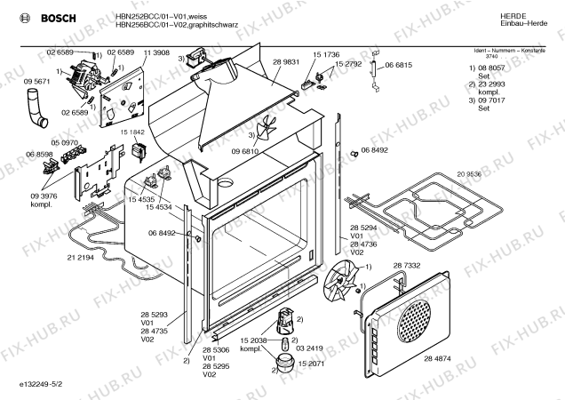 Взрыв-схема плиты (духовки) Bosch HBN256BCC - Схема узла 02