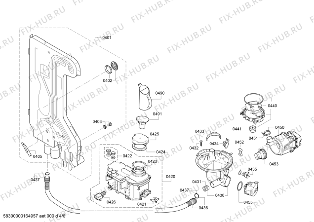 Взрыв-схема посудомоечной машины Bosch SMU50L15EU SilencePlus - Схема узла 04