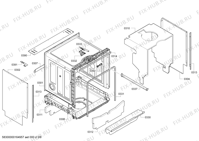 Взрыв-схема посудомоечной машины Bosch SMU50L15EU SilencePlus - Схема узла 03