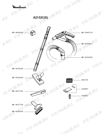 Взрыв-схема пылесоса Moulinex A2132C(0) - Схема узла EP002319.8P2