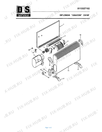 Схема №1 CH15F с изображением Решетка для электрообогревателя DELONGHI 5313005300