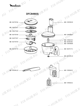 Взрыв-схема кухонного комбайна Moulinex DFC84M(5) - Схема узла 1P003265.3P2