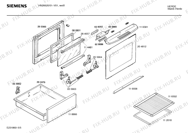 Взрыв-схема плиты (духовки) Siemens HN26620 - Схема узла 05