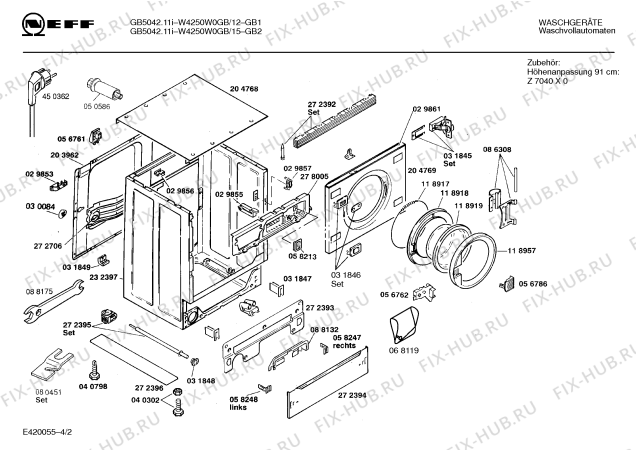 Схема №4 W4250W0GB GB5042.11I с изображением Панель для стиральной машины Bosch 00278126