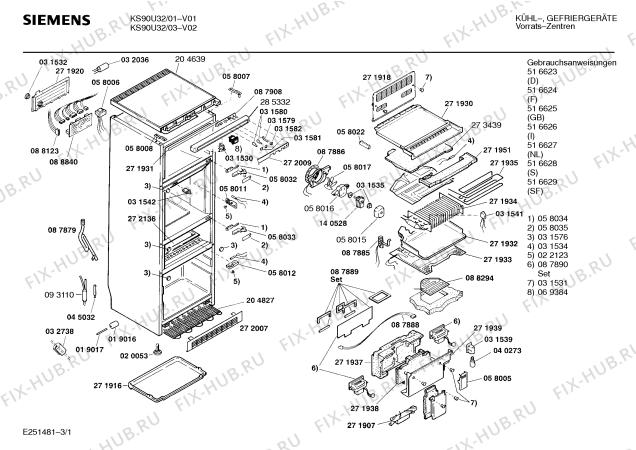 Схема №3 KS90U32 с изображением Панель для холодильной камеры Siemens 00285332