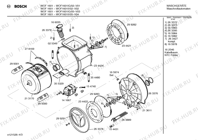 Взрыв-схема стиральной машины Bosch WOF1601II WOF1601 - Схема узла 03