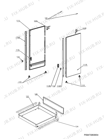 Взрыв-схема плиты (духовки) Electrolux EKK513521X - Схема узла Housing 001