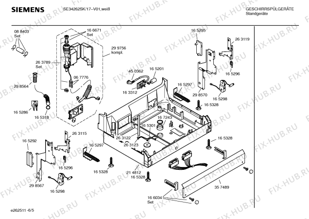 Схема №5 SE24234DK с изображением Передняя панель для посудомойки Siemens 00357472